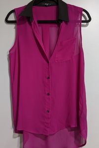 Forever 21 sheer magenta black tank top